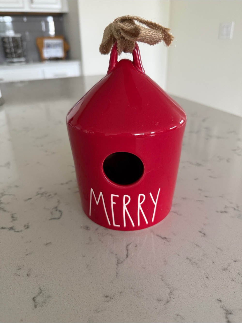 Rae Dunn Red 'Merry' Ceramic Holiday Birdhouse Holiday Decor